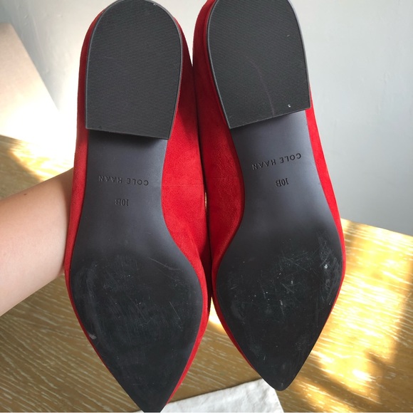 Cole Haan Leah Skimmer Leather Flats red and pink pointy toe Size: 10B - Picture 8 of 12